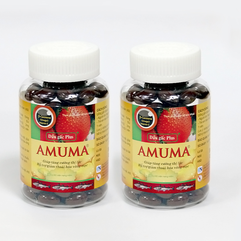 Bộ 2 hộp Thực phẩm bảo vệ sức khỏe Dầu gấc Plus Amuma bổ sung dưỡng chất cần thiết cho mắt