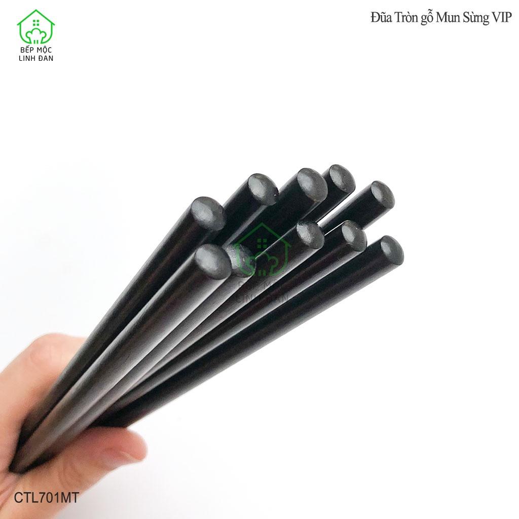 Đũa Mun Sừng Cao Cấp HAHANCO_Gỗ Mộc Siêu Sạch_Bộ 10 Đôi Tròn
