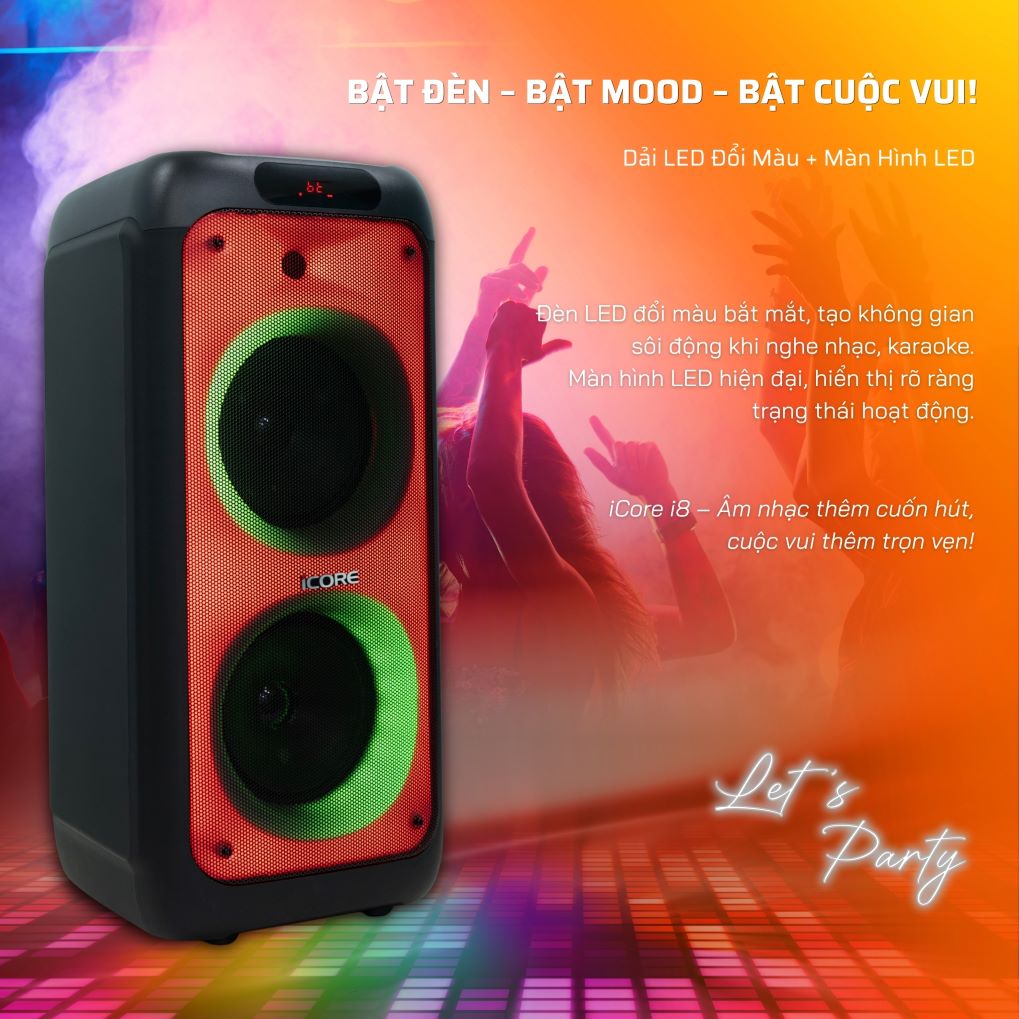 Bộ Loa Mic Karaoke Bluetooth iCore i8 - Hàng chính hãng