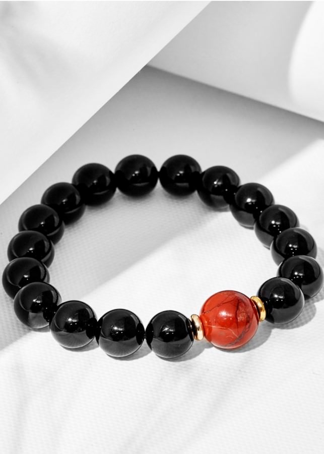 Vòng Tay Manly Opal Đen Red Jasper - Thủy Hỏa