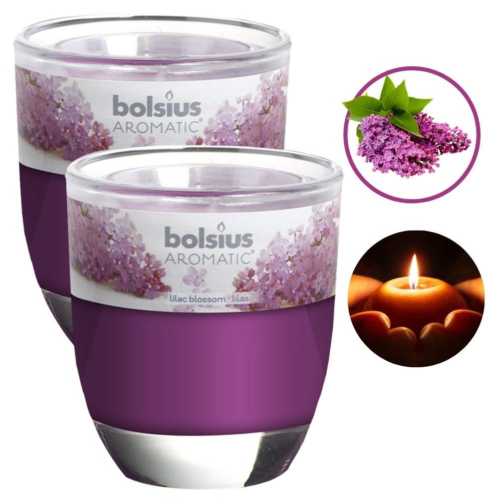 Combo 2 ly nến thơm Bolsius nhập khẩu Châu Âu Lilac Blossom 105g - hoa tử đinh hương