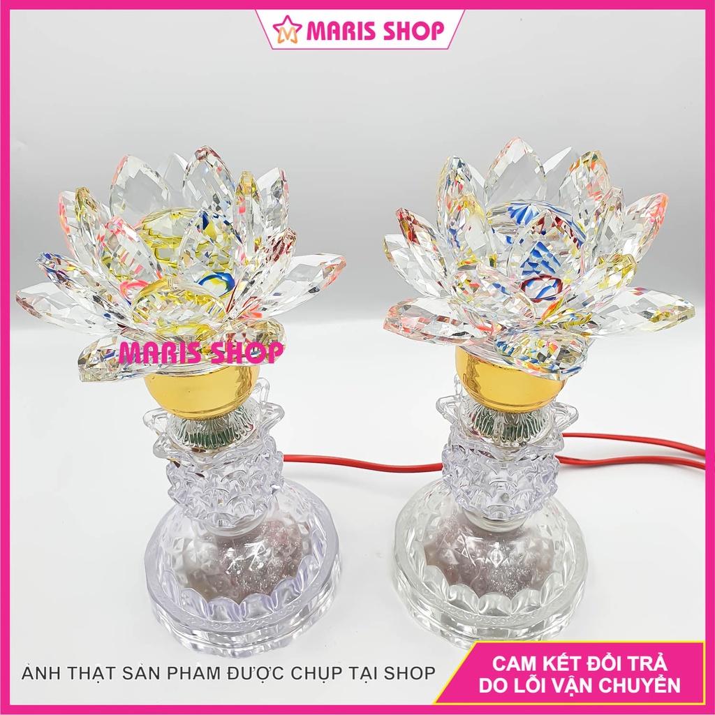 Bộ 2 đèn thờ hoa sen cao 24cm để bàn thờ phật, ông bà, gia tiên, đèn bàn thờ đẹp [MRHT11]