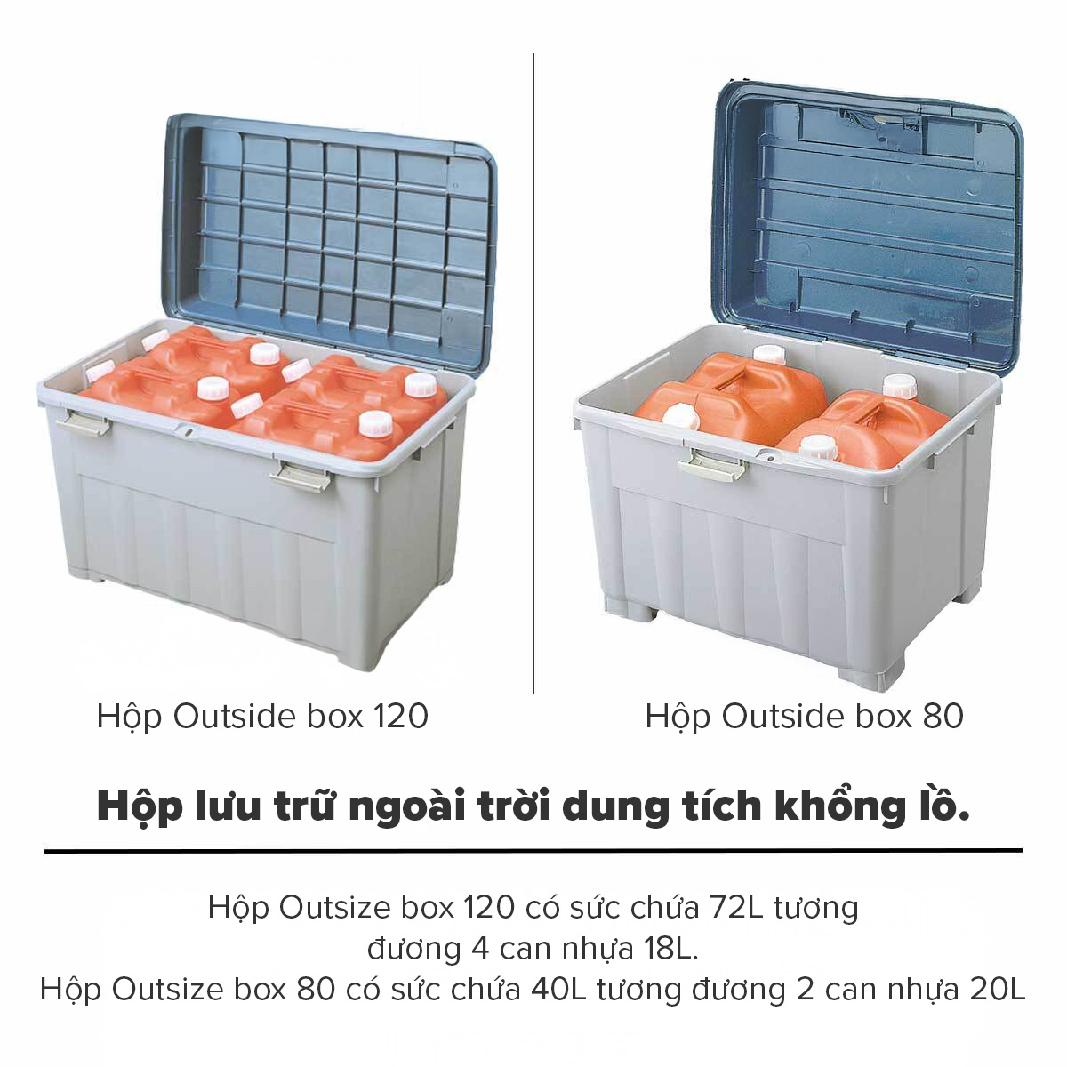 TENMA Thùng Nhựa Lưu Trữ Ngoài Trời JAPAN QUALITY, Dung Tích 80~120L,Có Lỗ Khóa,Lắp Được Bánh Xe