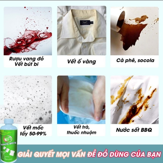 Nước Tẩy Trắng quần áo White Brite - Tẩy mốc quần áo -Không làm hỏng màu quần áo, tẩy mốc, tẩy ố vàng