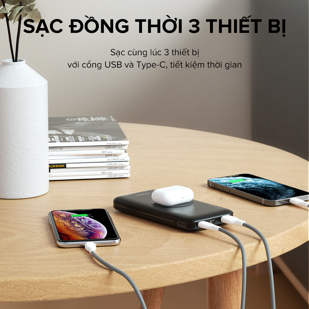 Sạc Pin Dự Phòng Nhanh 10000 mAh 18W VIVAN VPB-W11 3Output - Hàng Chính Hãng