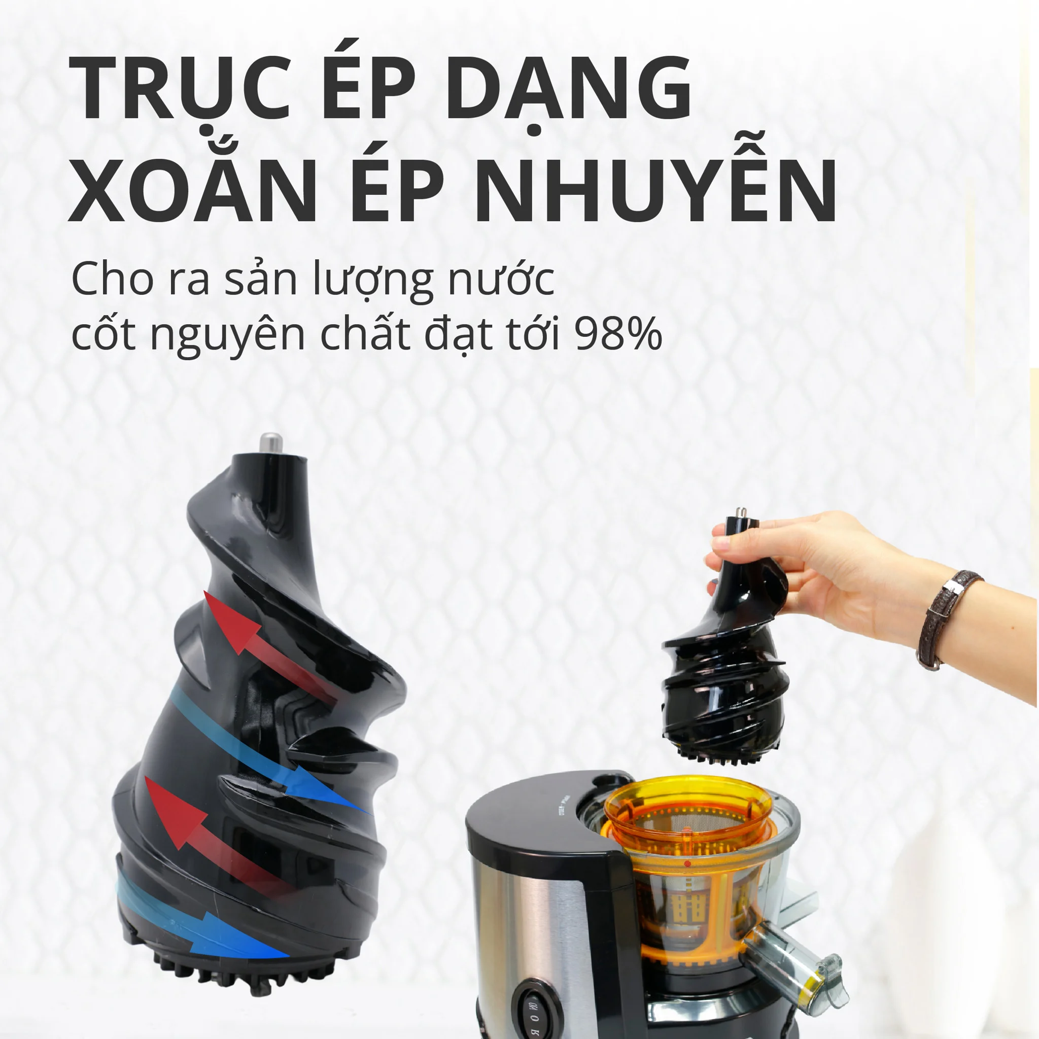 Máy Ép Trái Cây cao cấp Mishio MK313 Slowjuicer motor đồng trọng lượng máy 8.0kg