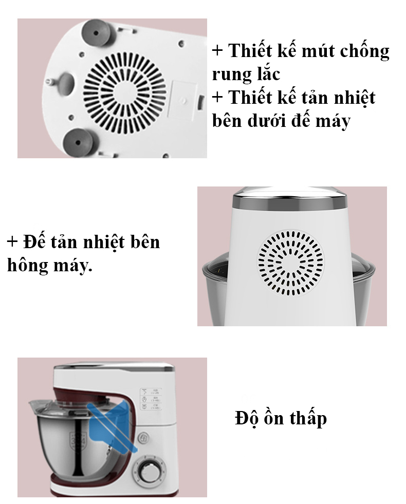 Máy nhào bột, đánh trứng để bàn đa năng EPRO 1300W, thố inox 5L, 6 tốc độ điều chỉnh có chức năng hẹn giờ tắt máy