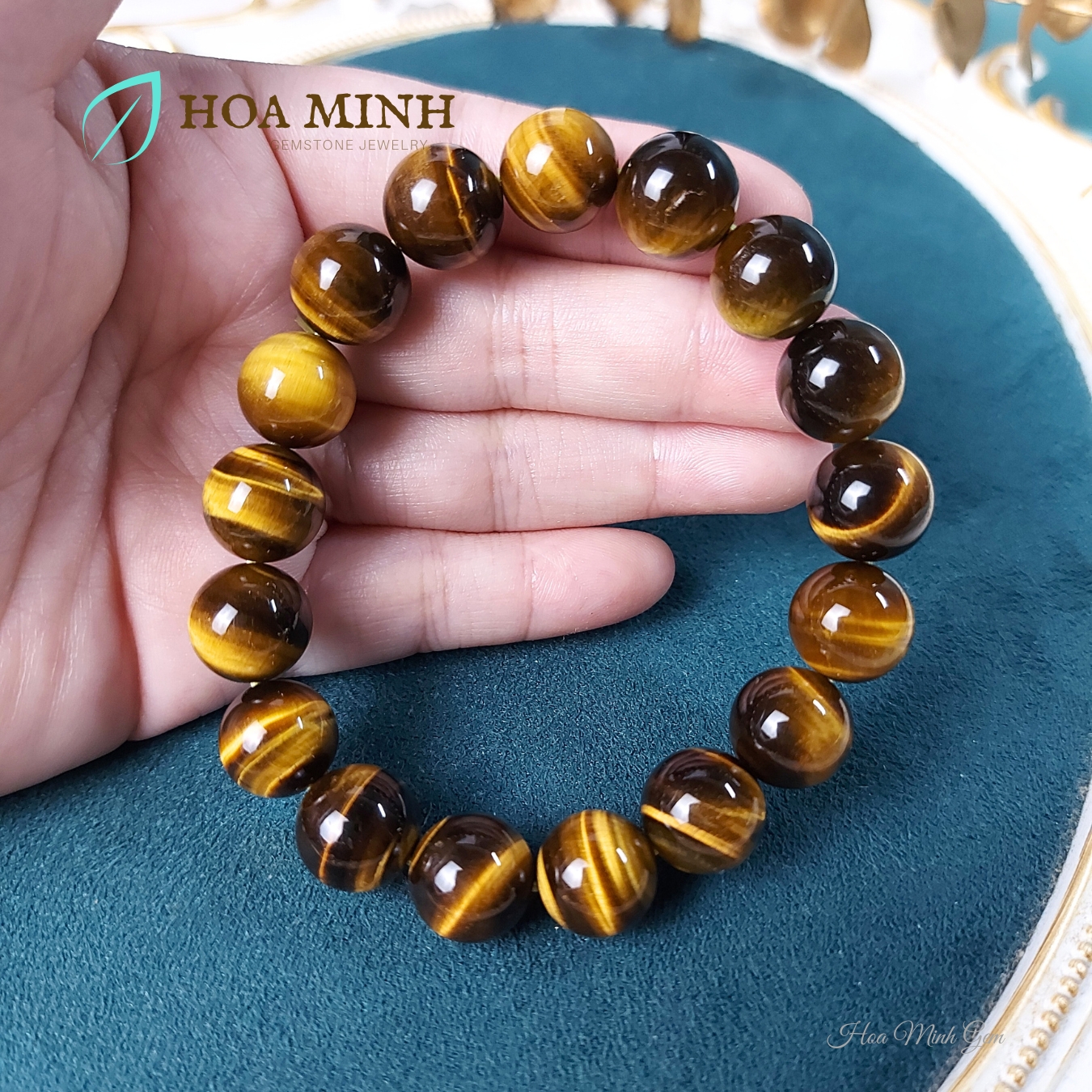 Vòng tay phong thủy đá Mắt Hổ Vàng Nâu/đen size 12 li loại 5A vip, phong thủy mệnh Thổ Kim