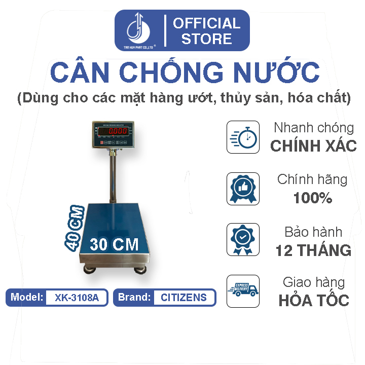 Cân Điện Tử Chống Nước XK3108A - Mặt Bàn Cân Inox 300X400MM