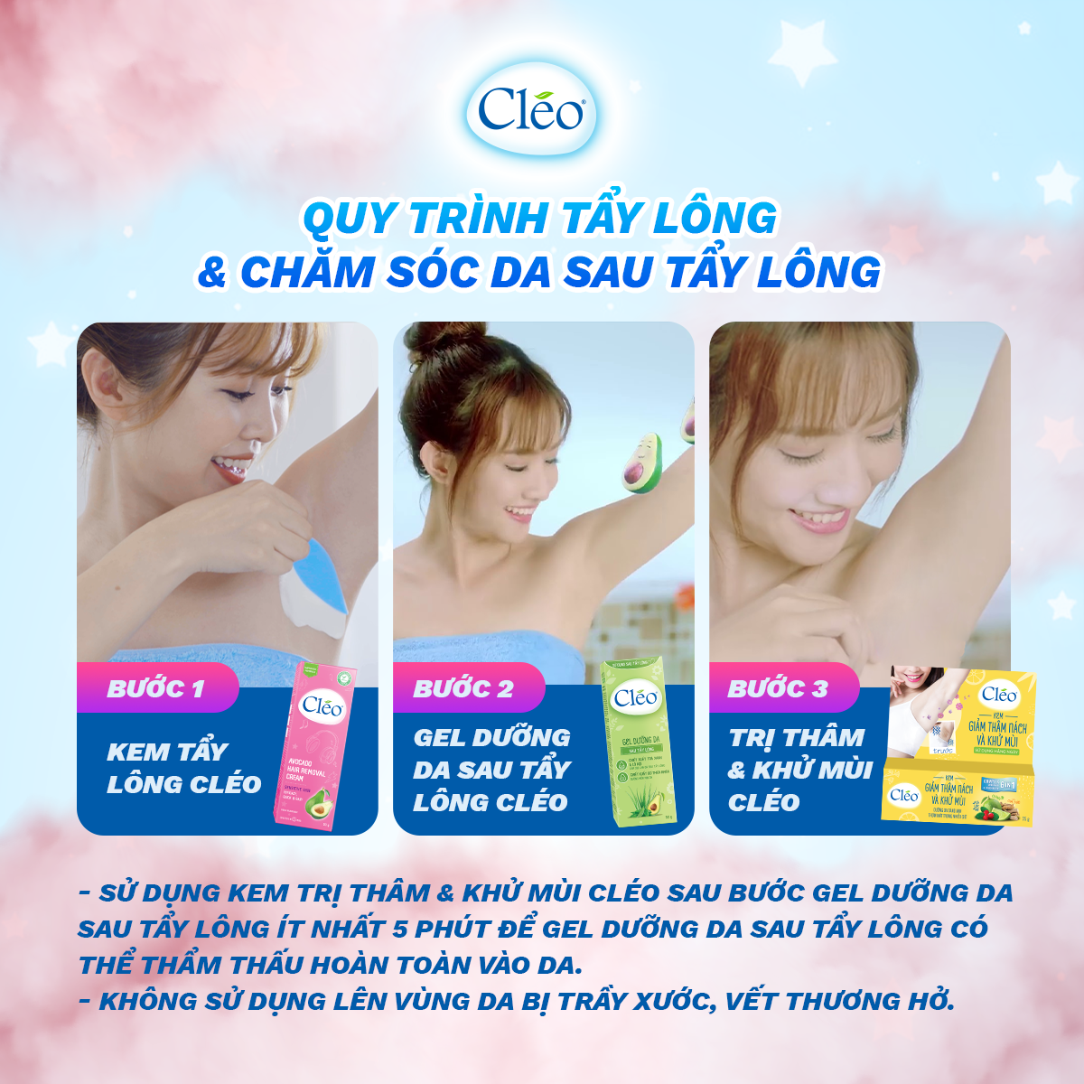 Gel làm dịu da sau tẩy lông Cléo giúp chậm mọc lông 50g - chiết xuất lá trà xanh thiên nhiên