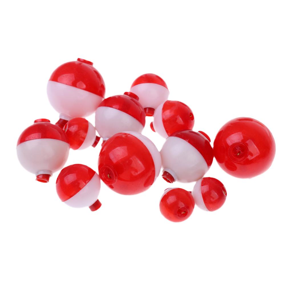 12x Red and White Push-Button Fishing Floats Bobber ABS Fishing Float Tackle