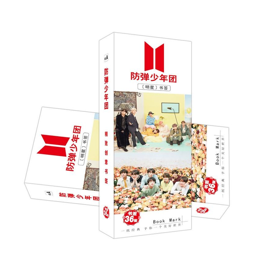 Bookmark BTS in hình nhóm nhạc Hàn Quốc hộp ảnh 36 tấm đánh dấu trang in hình tặng thẻ Vcone