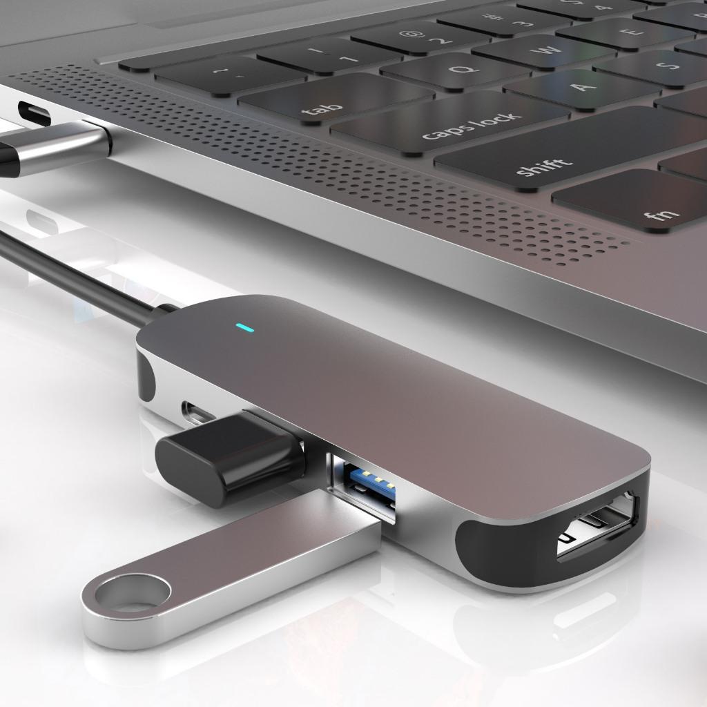 Bộ HUB TEEMO PC Chia 4 Cổng USB Type C To HDMI PD Dùng Cho Laptop Surface Macbook IPad Điện Thoại BH4H-PD Hàng Chính Hãng