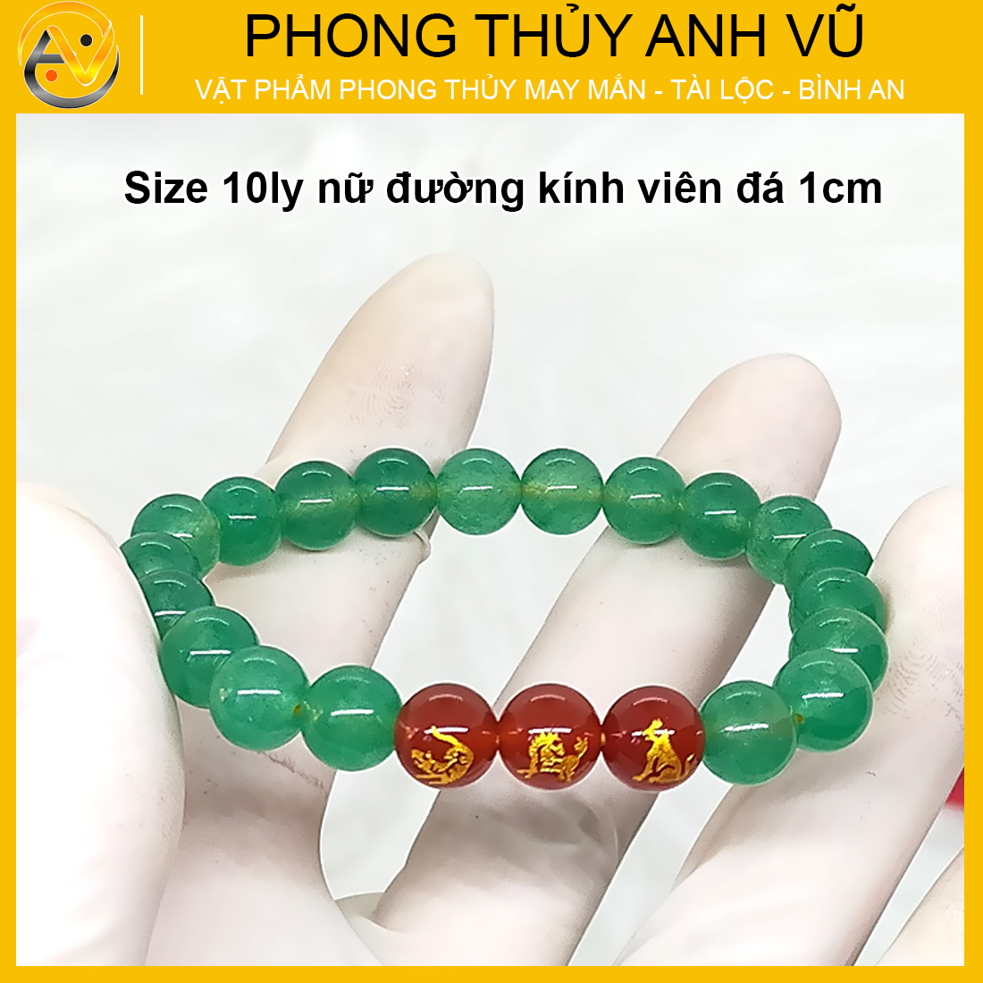 Vòng tam hợp quý nhân dần ngọ tuất đã khai quang - Vòng tay mã não xanh - Size 8 10ly cho nữ - May mắn tài lộc - Vòng Tam Hợp Anh Vũ
