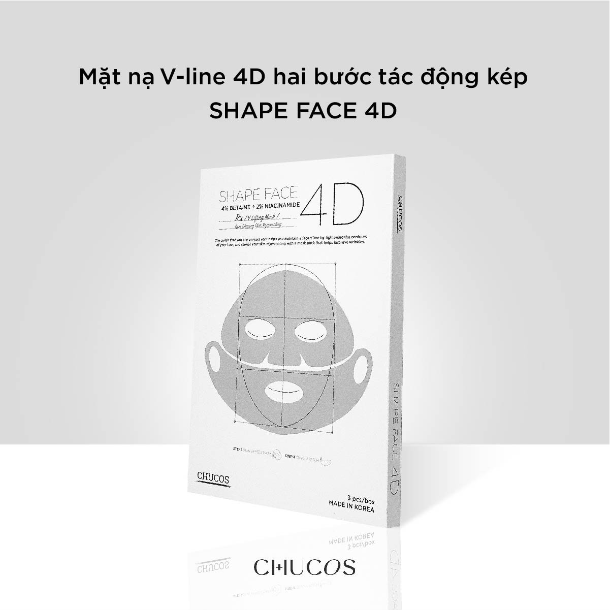 MẶT NẠ V-LINE 4D HAI BƯỚC TÁC ĐỘNG KÉP CHUCOS SHAPE FACE 4D  (HỘP 1 Mask)