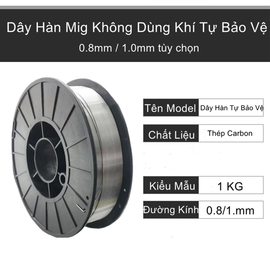 Cuộn Dây Hàn Mig Không Dùng Khí AWS E71T-GS.Dây Hàn 1kg cỡ dây 1.0mm/0.8mm (tốt