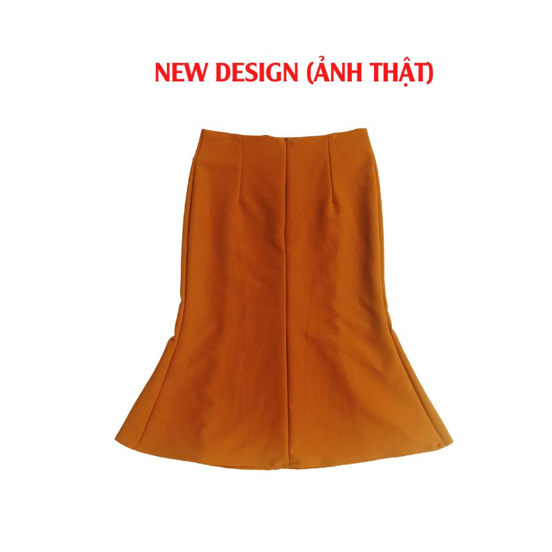 Chân Váy Công Sở New Design ,Thiết Kế Dáng Váy Chữ A Dài Qua Gối, Che Khuyết Điểm Phối Nút Kiểu Nữ, Vải Tốt Co Giãn Màu Đen CV0084