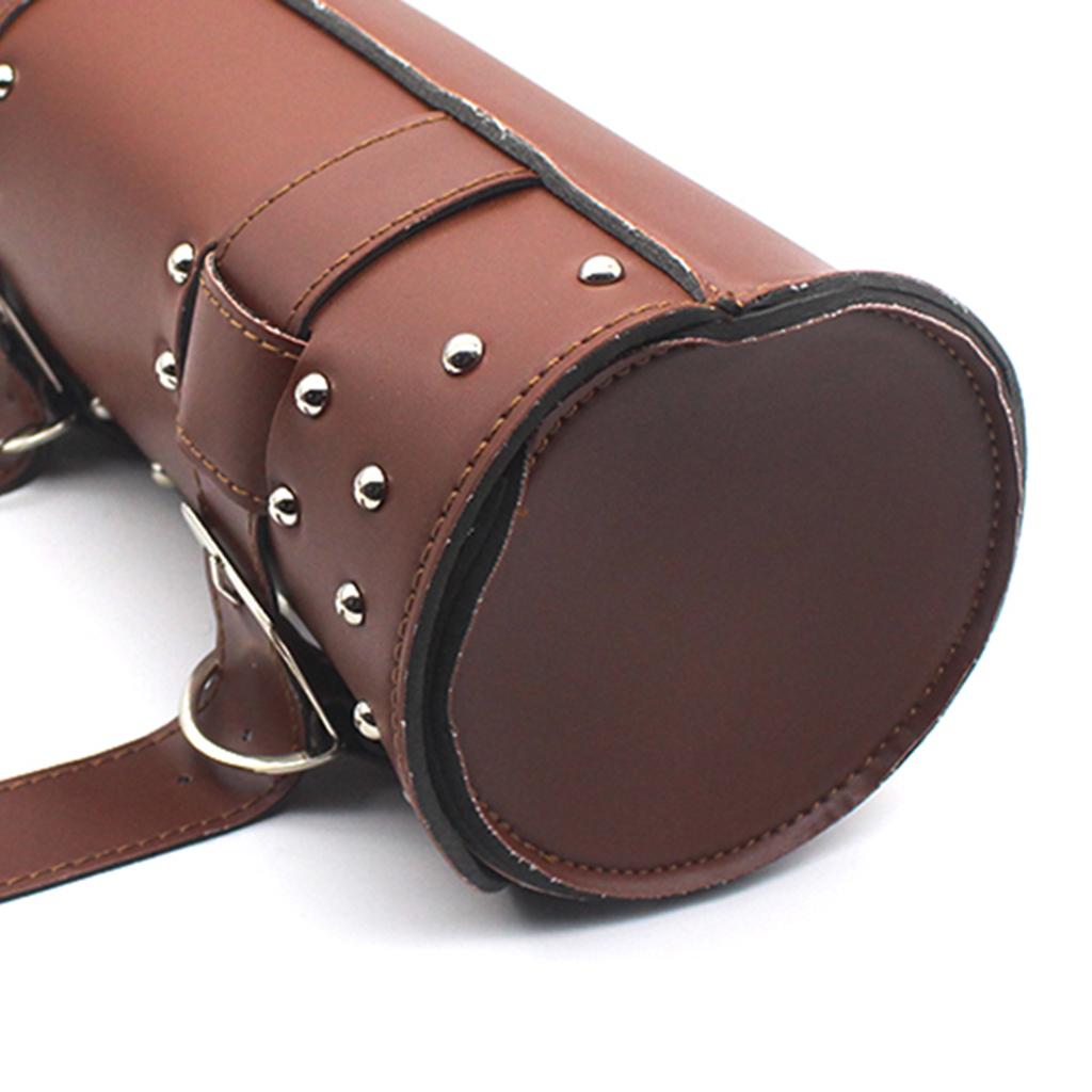Brown Leather Front Fork Motorcycle 12" Tool Bag Organiser Pouch for