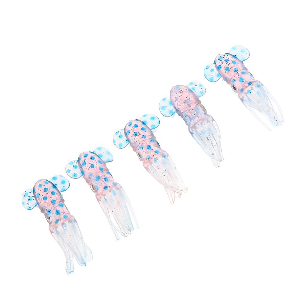 5Pcs Squid Skirt Baits Octopus Lures Glow in Dark Soft Saltwater Trolling Fishing Lures