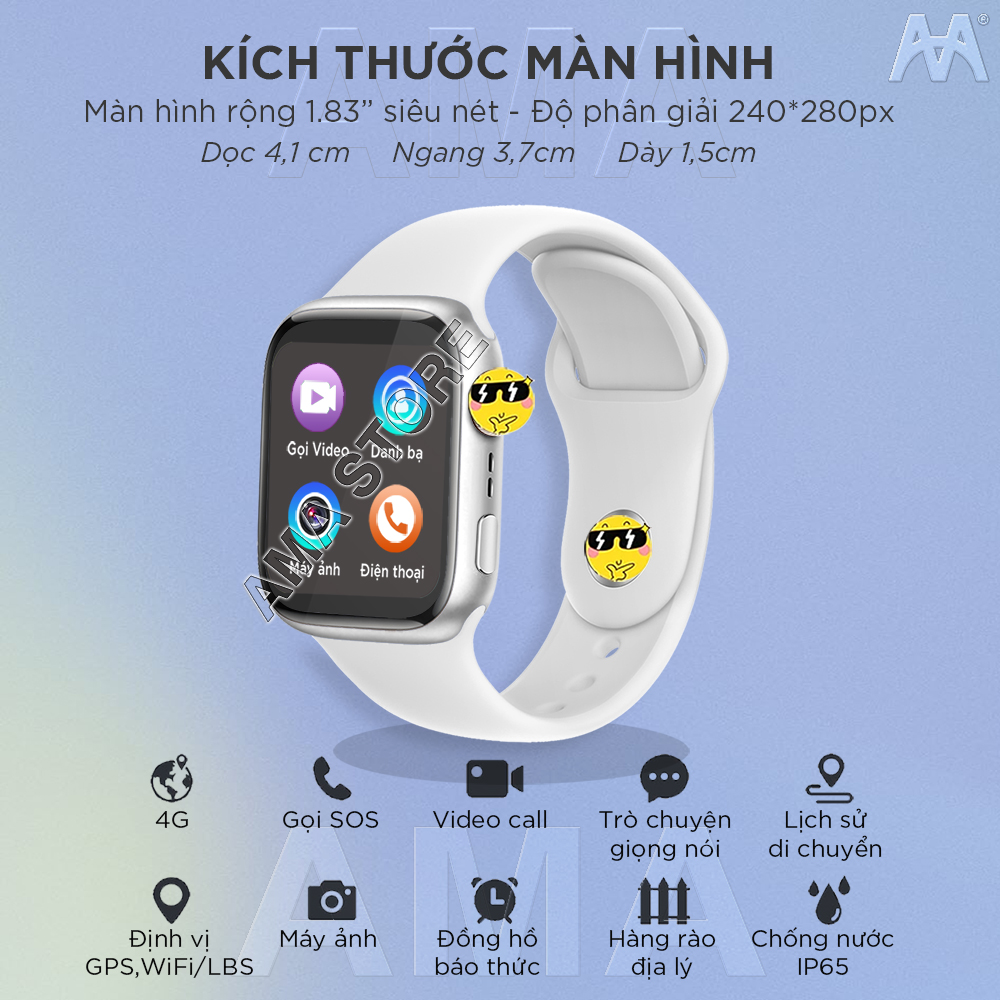 Đồng hồ Thông minh Trẻ em Học sinh Tiểu học THCS THPT Chống nước Lắp sim Định vị Kép Smart Watch AMA HW13 Hàng nhập khẩu