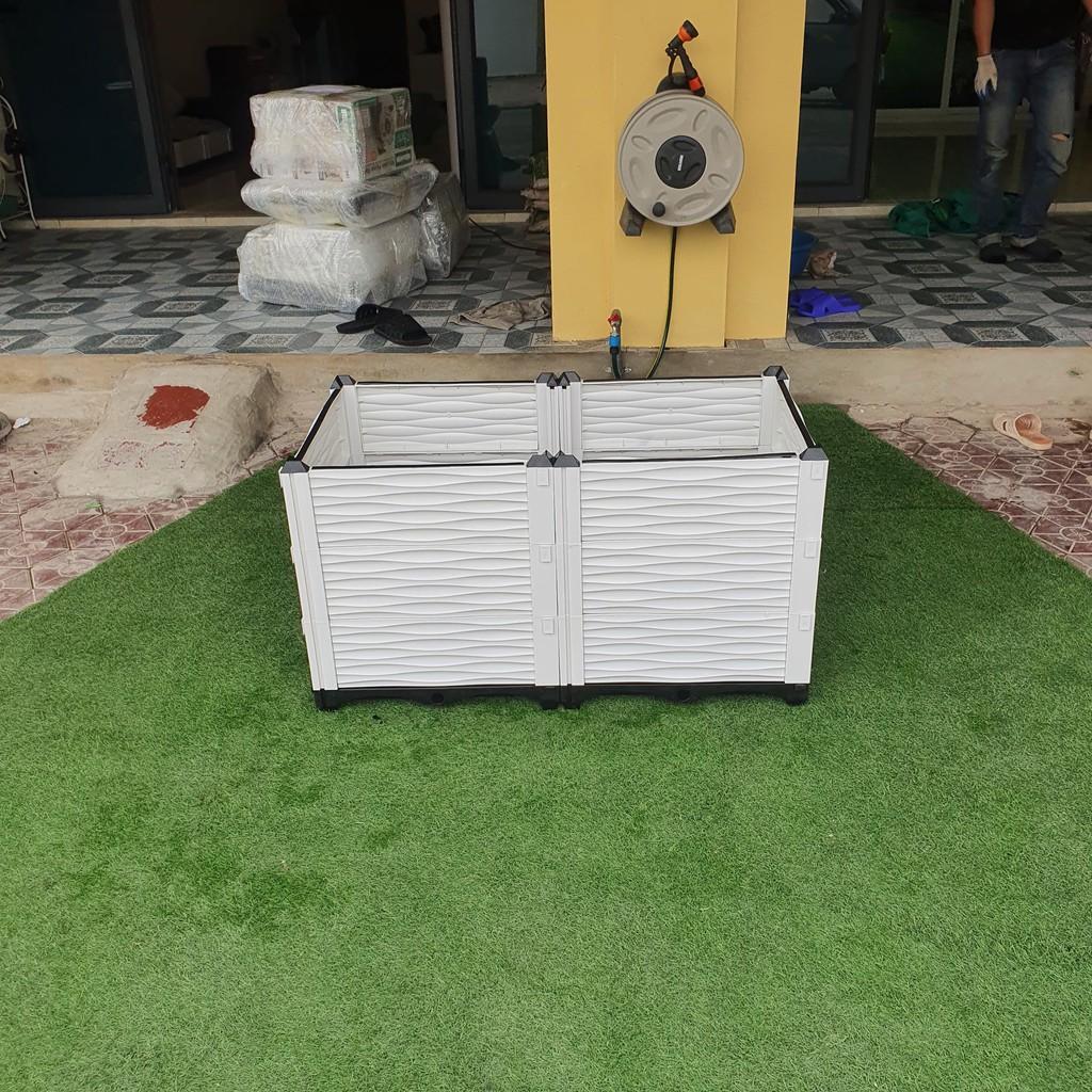 Chậu trồng rau lắp ghép. KT 100x50 cao 55 cm.Đáy thoát nước chống ngập úng.Sang trọng- Bền hơn 10 năm.