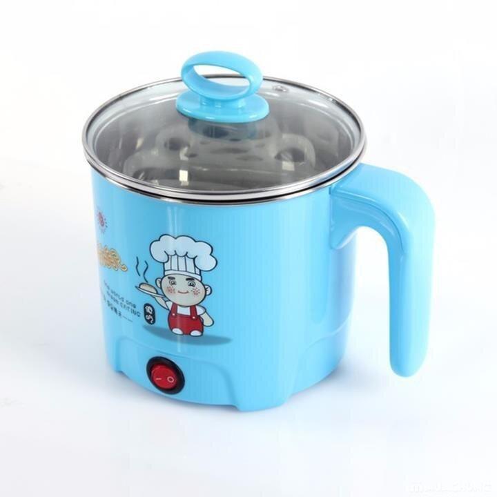 Nồi lẩu mini đa năng, ca nấu mì 18cm 2 nấc nhiệt kèm giá hấp, đế chống dính, chiên xào, hấp, luộc, ăn lẩu tiện dụng