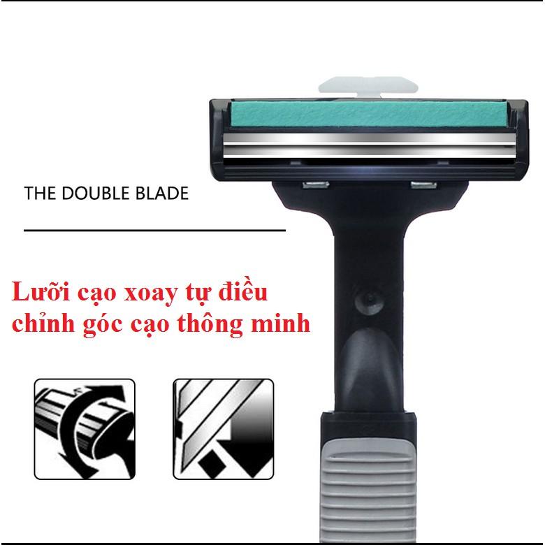 Combo dao cạo râu 30 đầu lưỡi kép sắc bén và 1 thân dao