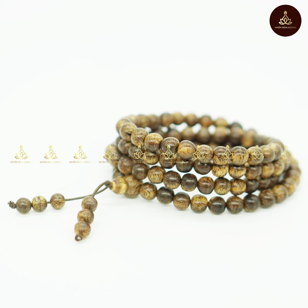 Vòng đeo tay trầm hương 108 hạt tốc vườn 6 li, 7 li, 8 li - Tặng 10 Nụ trầm xông nhà - Nhiên Trầm Hương