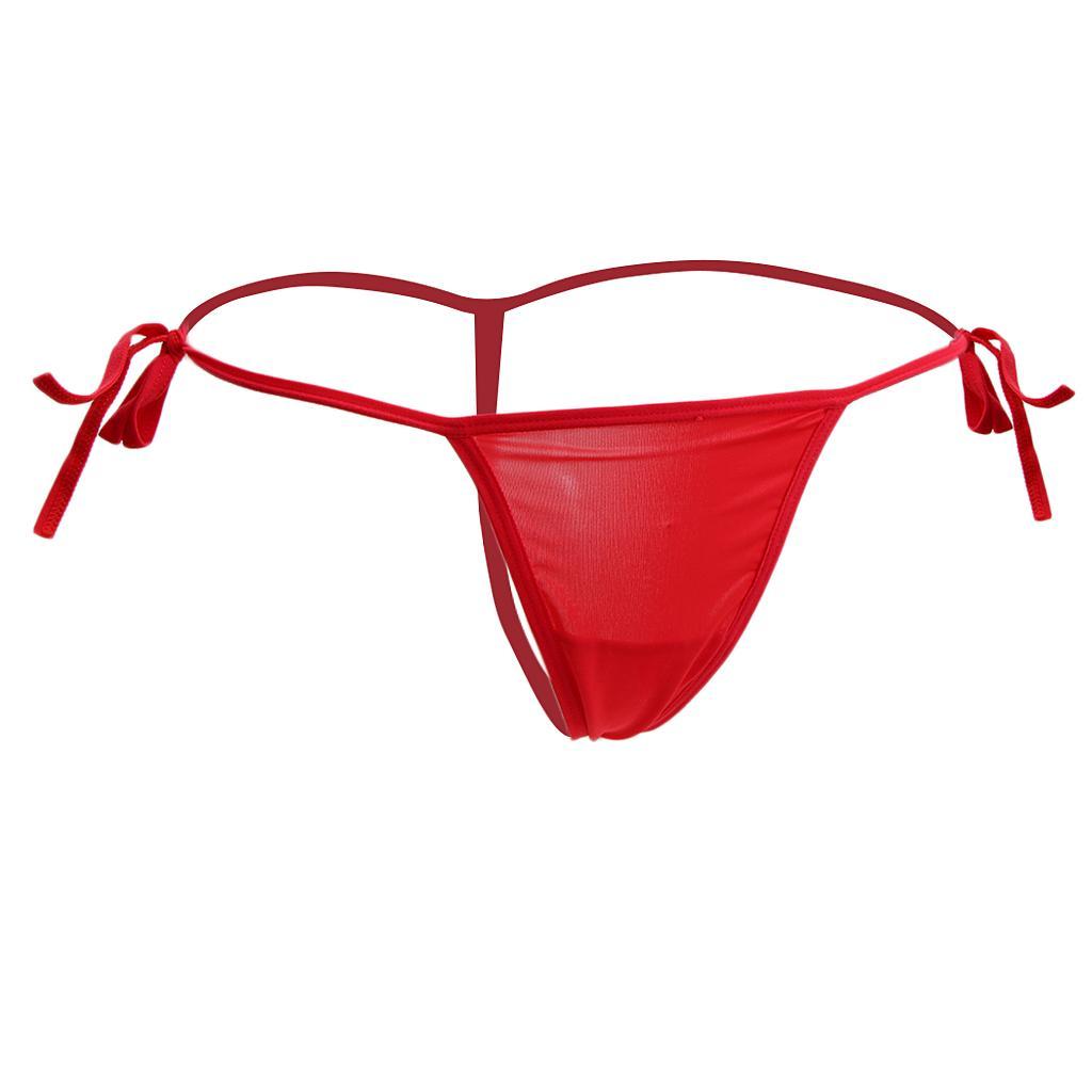 2-7pack Women's Bandage Sheer Solid G-string Briefs Panties T-back Underwear Red