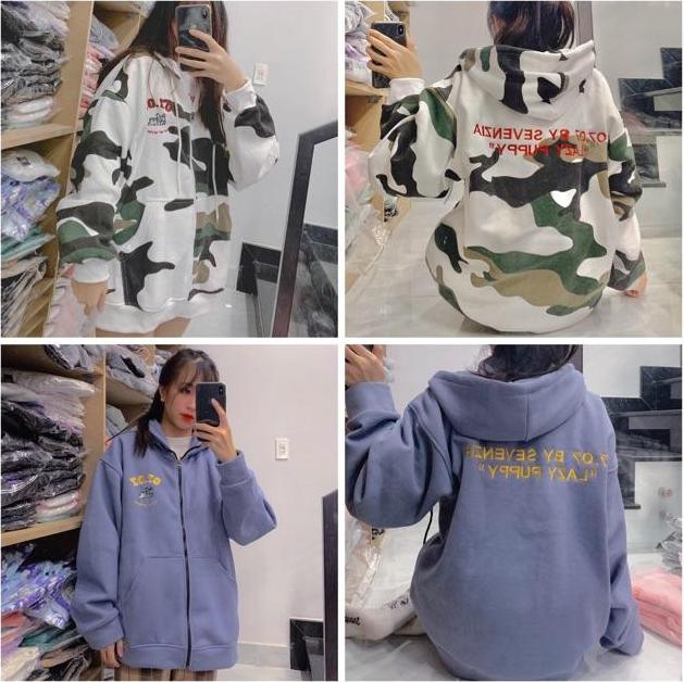 Áo Khoác Nỉ Bông Hoodie Puppy Lazy Unisex