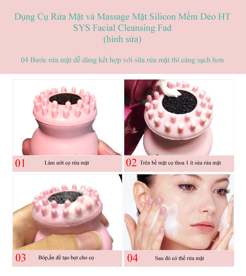 [ COMBO 2] Dụng Cụ Rửa Mặt và Massage Mặt Silicon Mềm Dẻo HT SYS Facial Cleansing Fad-(Hình Trái Tim+ Bạch Tuộc)