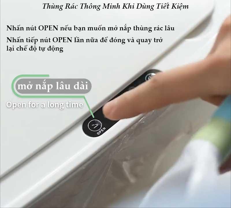 Thùng Rác Cảm Ứng Tự Động Thông Minh Pin Sạc Cổng USB Bản Nâng Cấp 2022 Cảm Ứng Kép 3 Chiều Dung tích 14L Chống Nước Tốt
