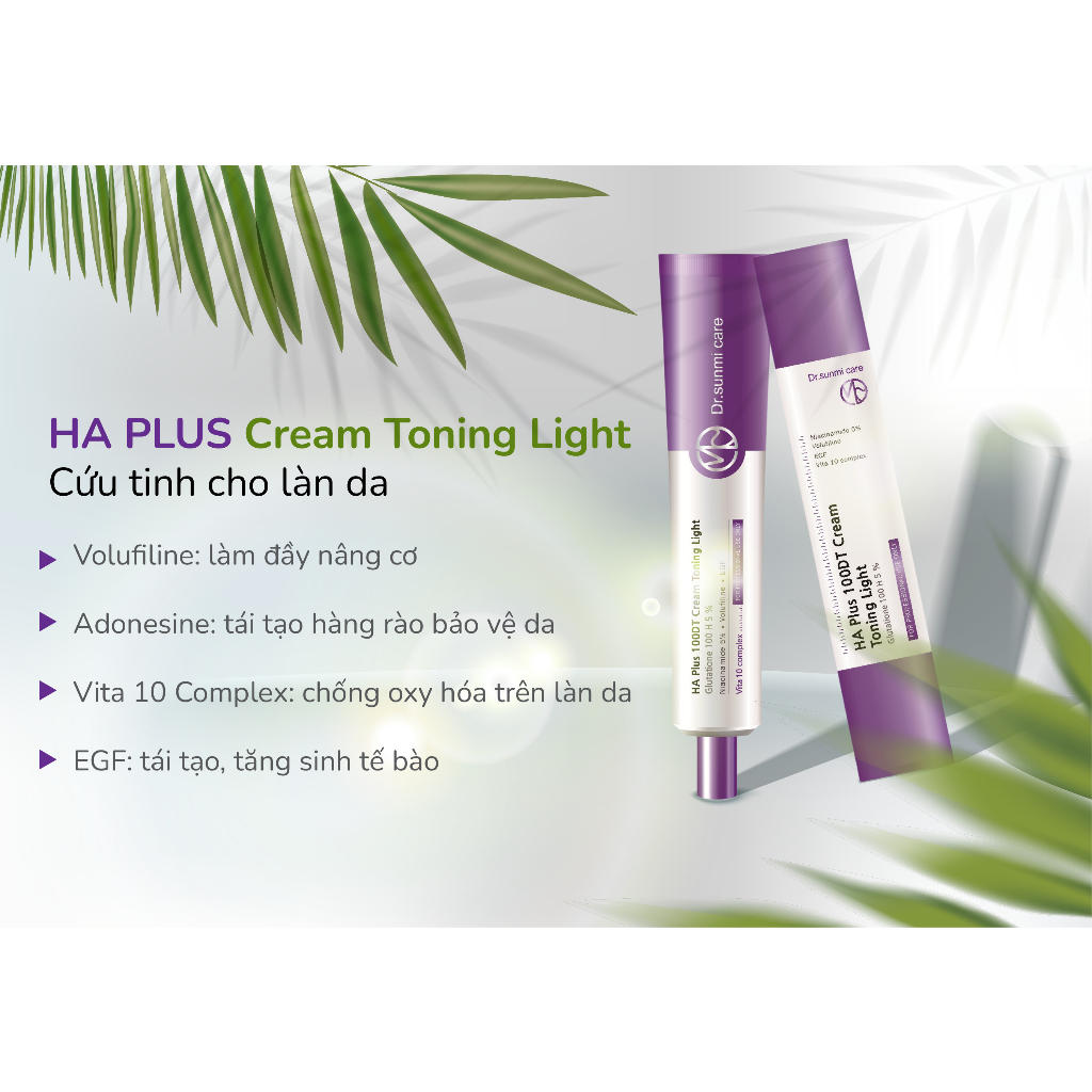 Kem dưỡng phục hồi làn da HA plus 100DT Toning light cream 50ml