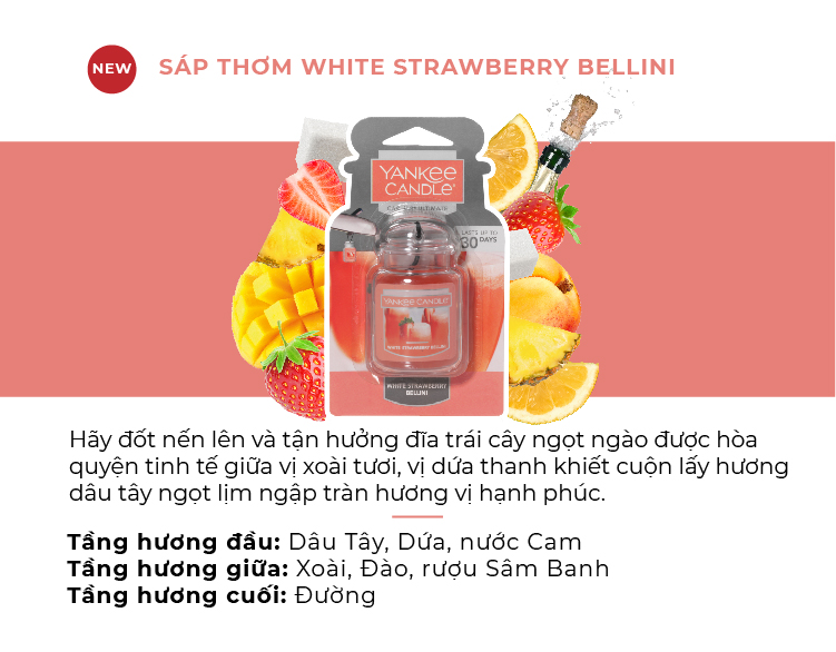 Sáp thơm xe Yankee Candle - White Strawberry Bellini