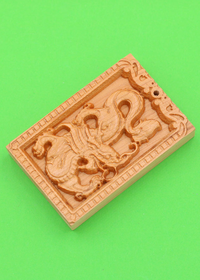 Mặt gỗ 12 con giáp - gỗ ngọc am - khắc hình tuổi Thìn MGCG8