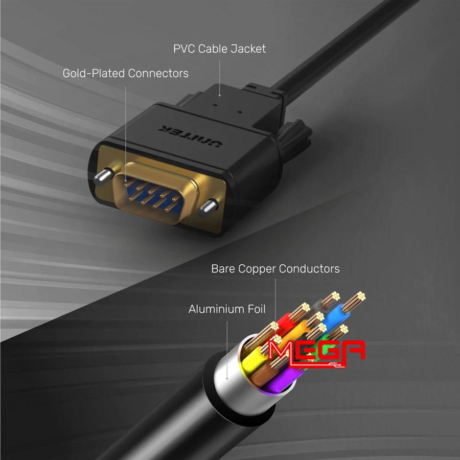 CÁP COM 9 / RS232 2 ĐẦU 1.5M UNITEK Y-C 702ABK - HÀNG CHÍNH HÃNG