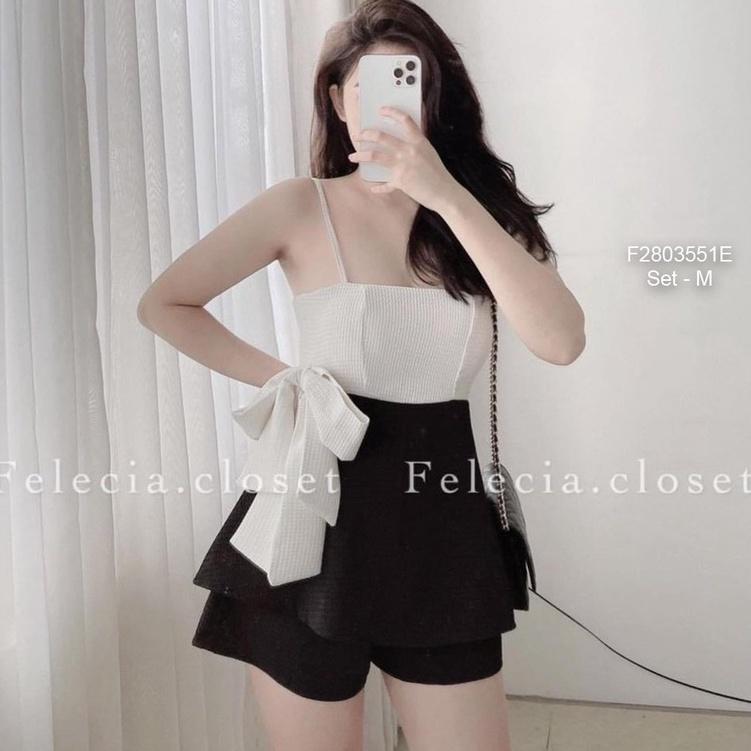 Set áo cúp ngực 2 dây phối nơ quần short!