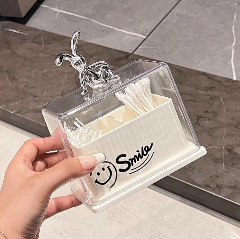 Hộp Đựng Tăm 2 Ngăn Chỉ Nha Khoa, Tăm Tre Hoặc Bông Ngoáy Tai Kt: 16x12.5x7cm