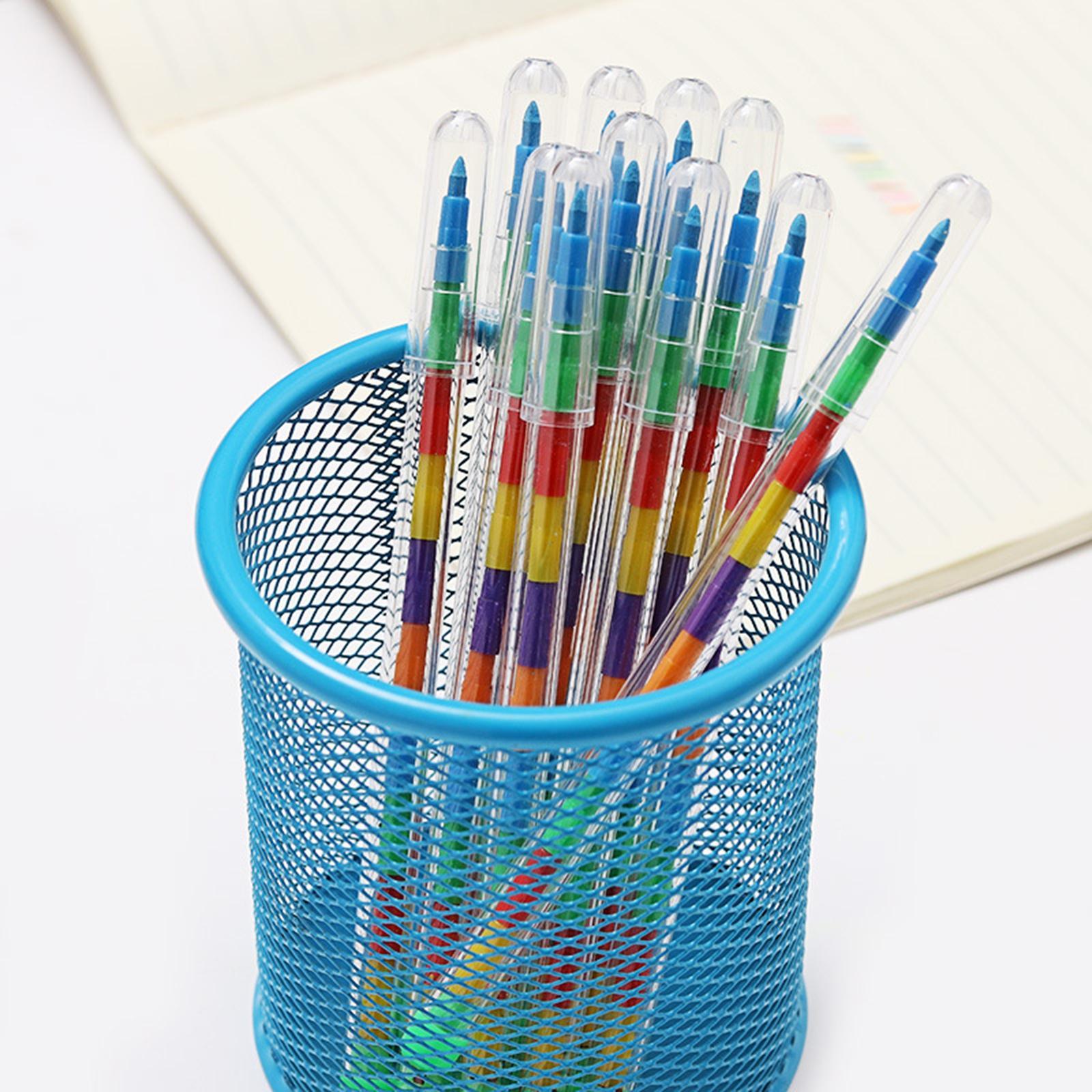 10 Pieces Rainbow Pencils Stackable Crayons for Kids Stacking Crayons Buildable Crayons Party Favors for School Supplies