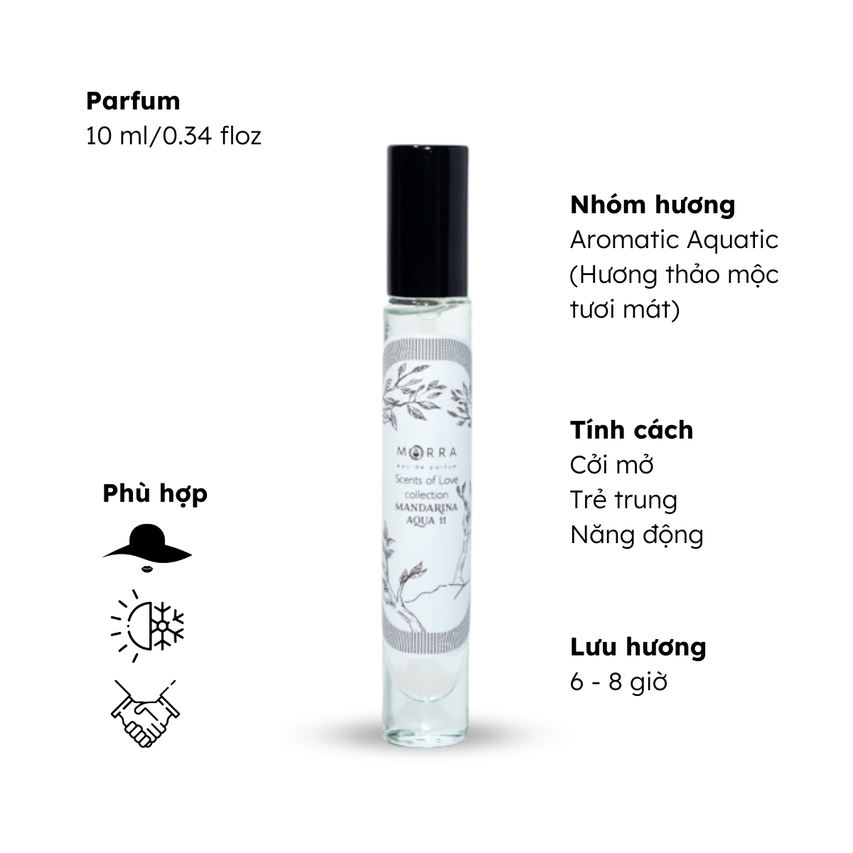 Nước hoa nữ Morra No.11 nguyên liệu nhập Pháp, hương thơm trẻ trung, năng động, lưu hương lâu - dạng xịt