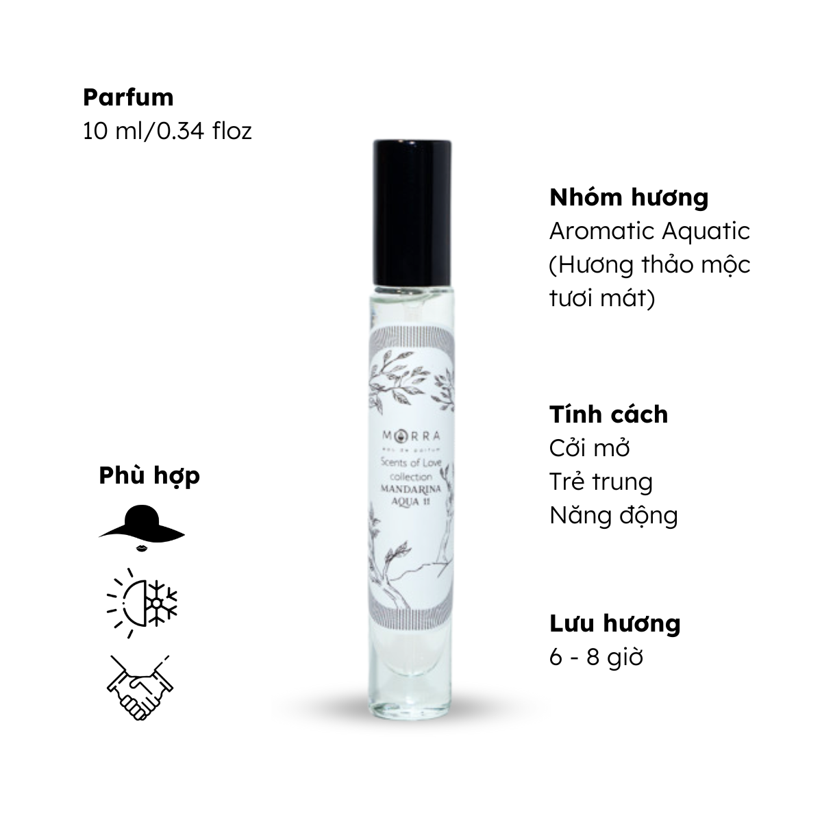 Nước hoa nữ Morra No.11 (Mandarina Aqua 11) nguyên liệu nhập Pháp, hương thơm trẻ trung, năng động, lưu hương lâu - dạng xịt