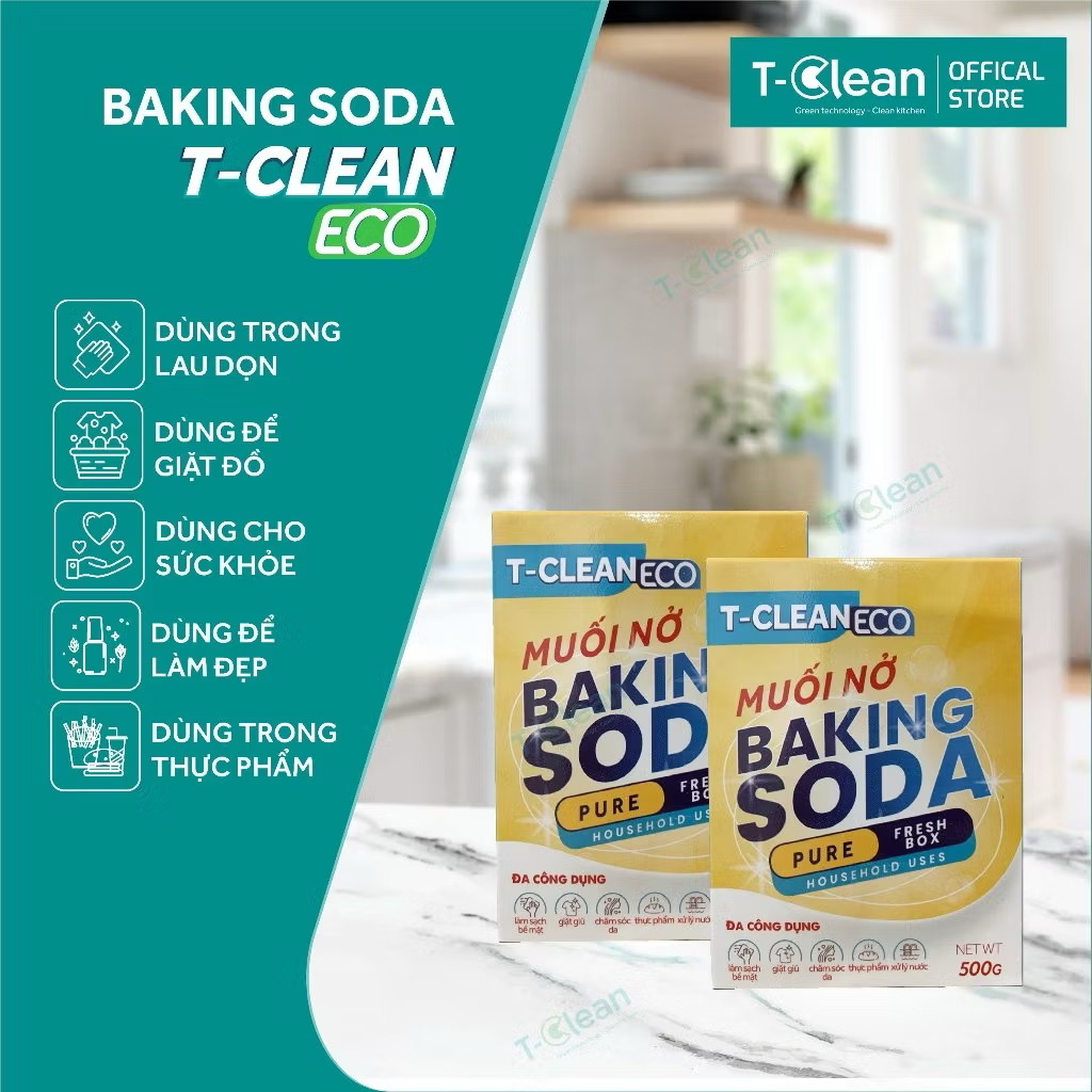 Baking Soda T-Clean 750g - Đa Công Dụng - Rửa Rau Quả - Thực Phẩm - Khử Mùi - Thông Cống - Làm Mềm