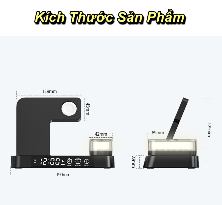 Đế Sạc Không Dây Đa Năng 30W Kiêm Đèn Ngủ A37 - Home and Garden