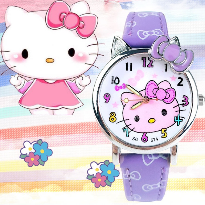 Đồng Hồ Trẻ Em KITTY2 DH08 Hình Hello Kitty cho bé gái (Hình Chụp Thật)