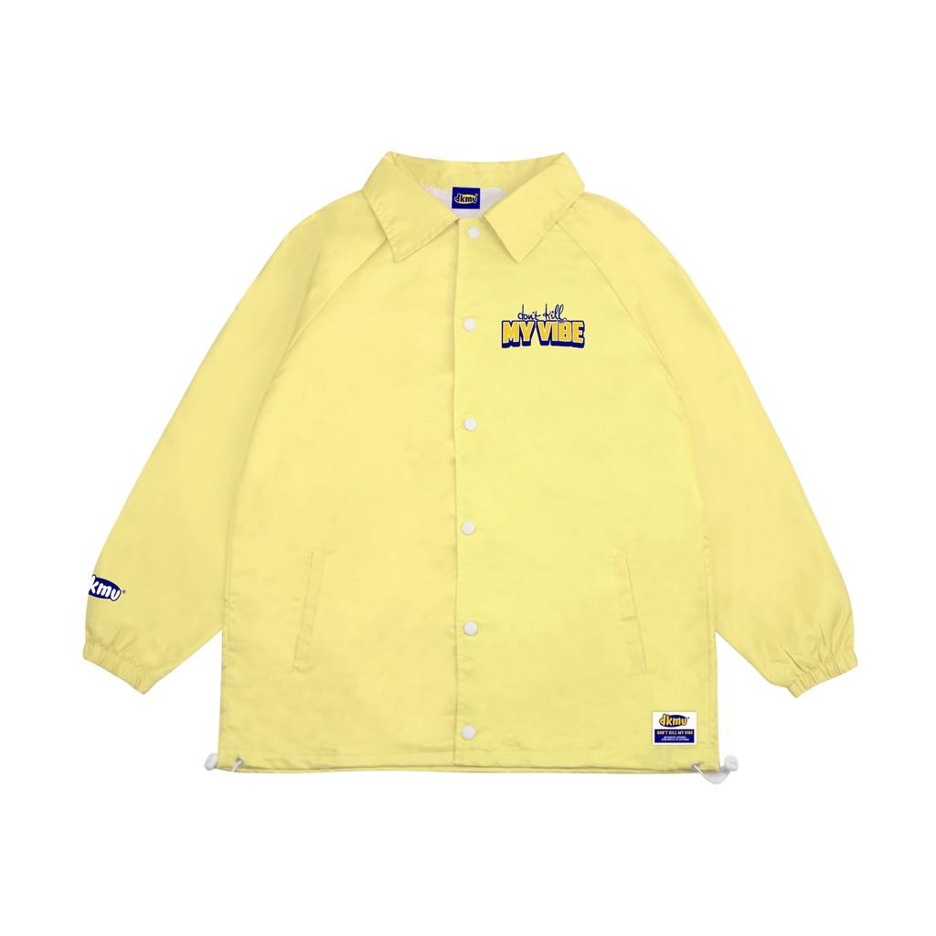 Áo khoác dù nữ màu vàng cổ bẻ in hình | DKMV Yellow Baseball Jacket