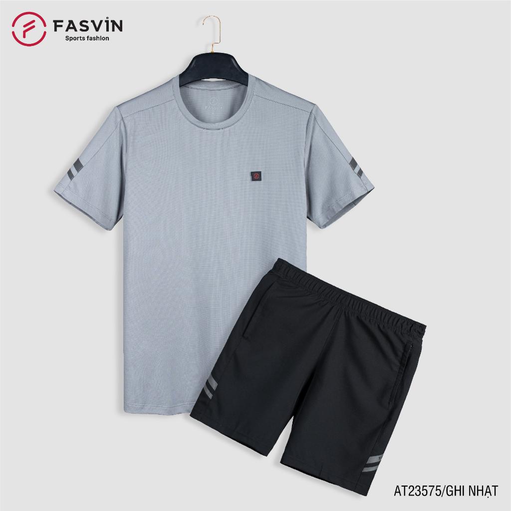 Bộ Quần Áo Thể Thao Nam Fasvin At23575.Hn Hàng Nhà Máy Chất Liệu Tốt Phom Dáng Đẹp - Ghi Nhạt, Size 5 72 - 78Kg