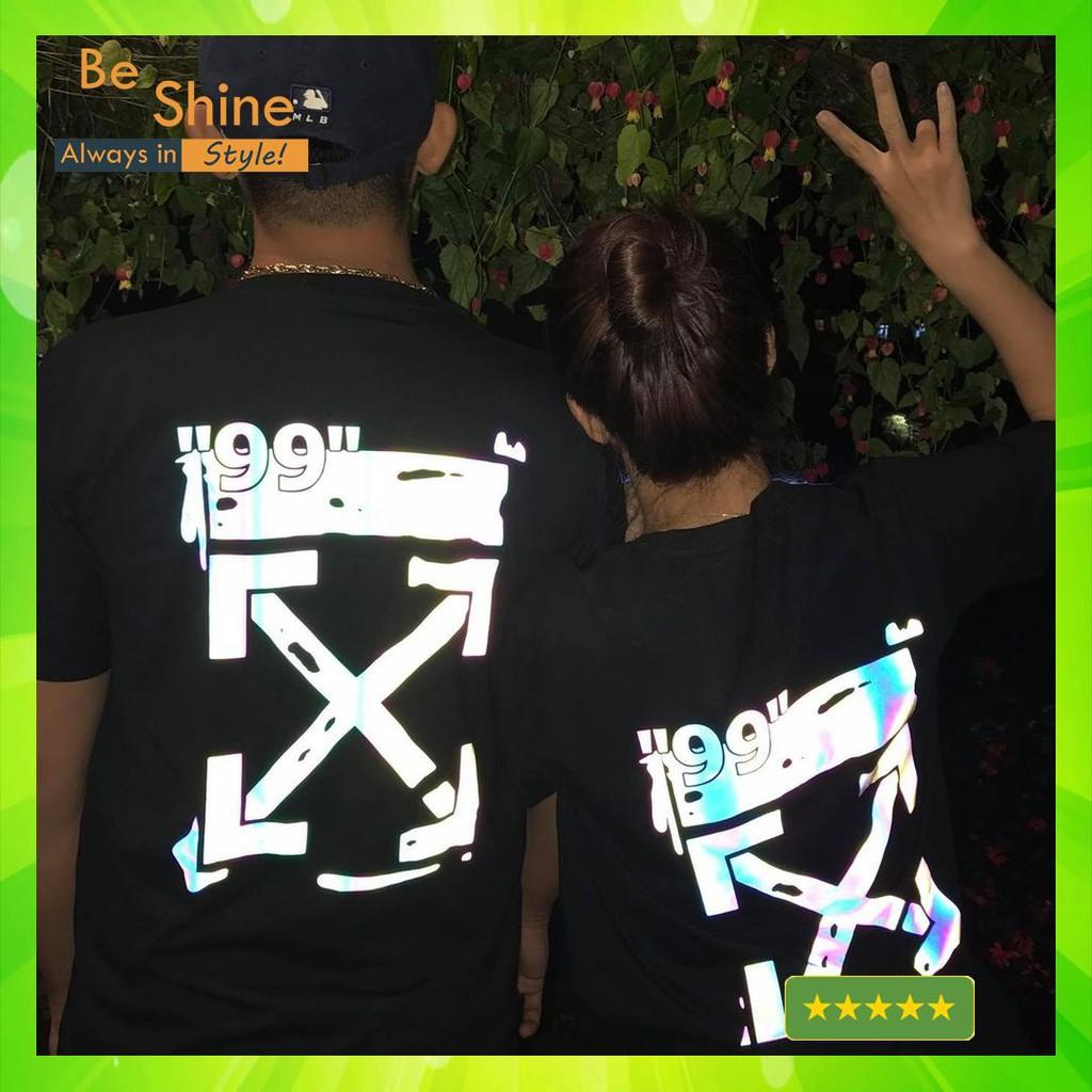 Áo Thun Unisex Logo Off White 99 Phản Quang 7 Màu Form Rộng Thời Trang Nam Nữ Phong Cách Hàn Quốc