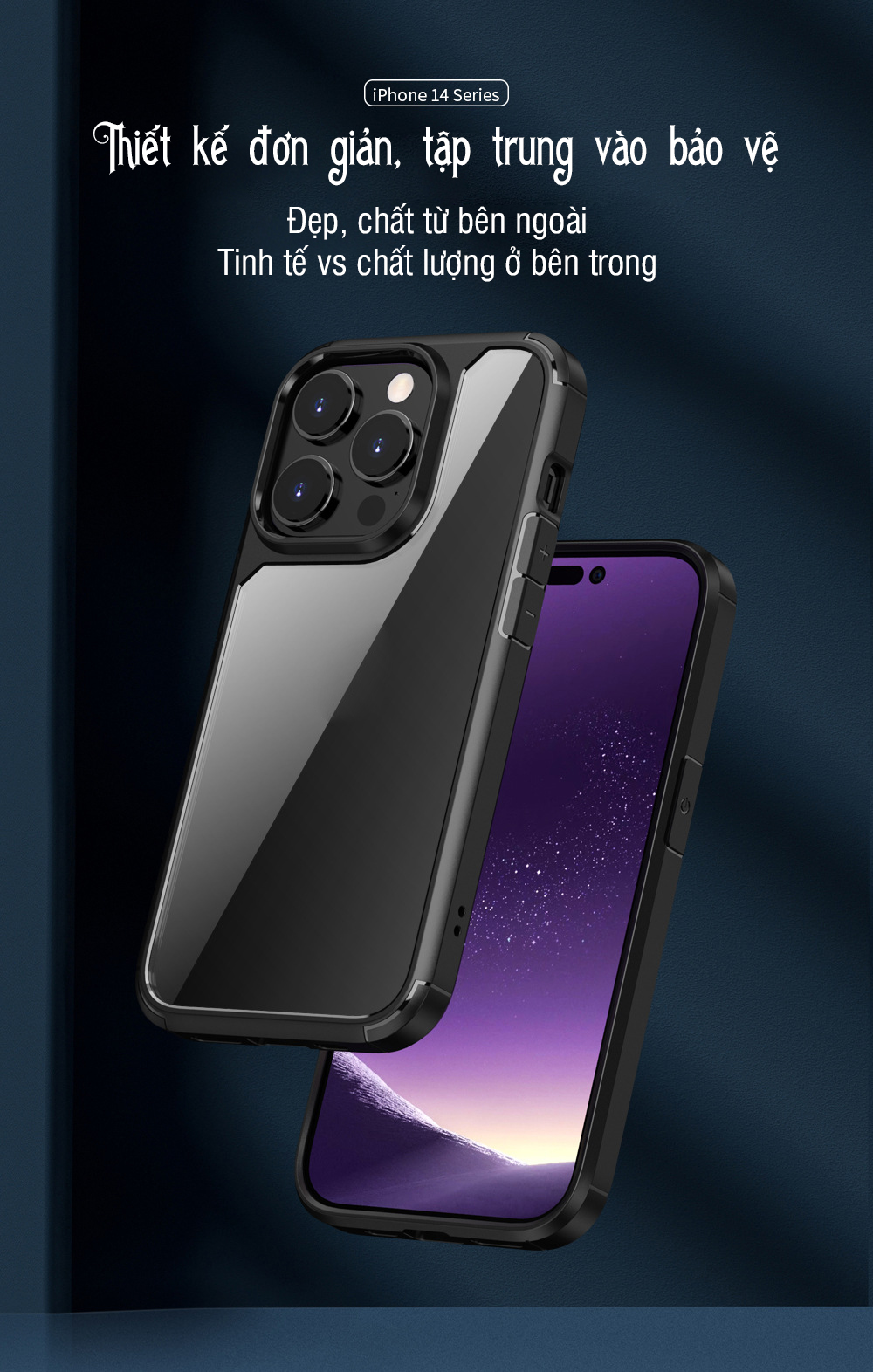 Ốp lưng trong viền tím dành cho iPhone 14 Pro Max / 14 / 14 Max / 14 Pro - Hàng chính hãng