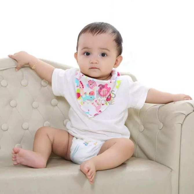 Khăn Yếm Tam Giác Cotton 2 Lớp Cúc Bấm