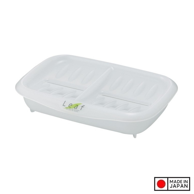 Khay đựng xà bông đôi Leaf sản xuất Inomata, làm từ nhựa PP cao cấp kháng khuẩn an toàn và bền đẹp - nội địa Nhật Bản